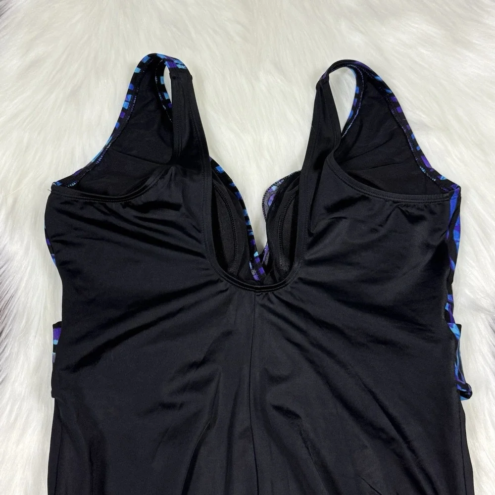Longitude Women's Size 10 Painted‎ Safari Belted Surplice One Piece Swimsuit